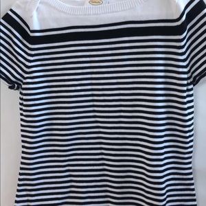 Talbots women’s black and white striped blouse.